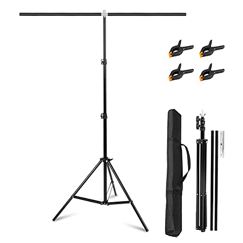 Selens T Type Hintergrund Ständer 150x200cm für Fotografie Musselin Vinyl Hintergründe Foto Studio, T Stand Backdrop Stand Einziehbarer Tragbarer Stützständer mit Querlatte und Klemme Tragetasche von Selens