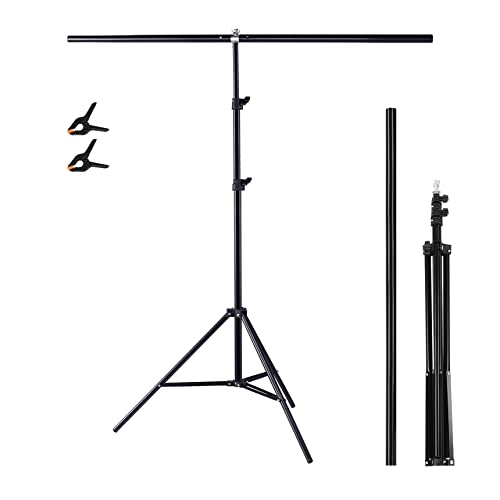 Selens T Type Hintergrund Ständer 80x200cm für Fotografie Musselin Vinyl Hintergründe Foto Studio, T Stand Backdrop Stand Einziehbarer Tragbarer Stützständer mit Querlatte und 2 Enger Klemme von Selens