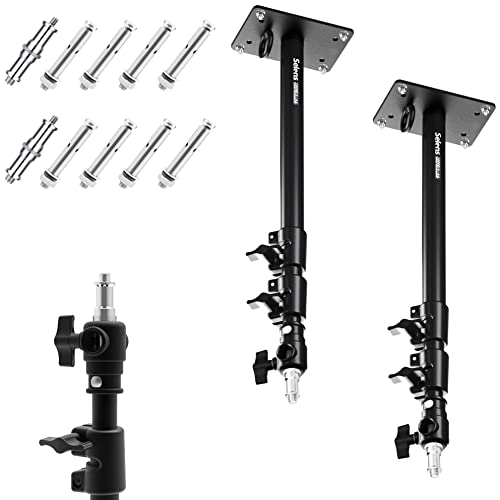 Selens Wandmontage Ausleger Boom Arm 103CM, Fotografie Wand Deckenmontage Arm 2 Stück Einstellbare Länge mit 3/8" 1/4" Gewinde Universal Adapter für Fotostudio Videoleuchten Regenschirme Reflektoren von Selens