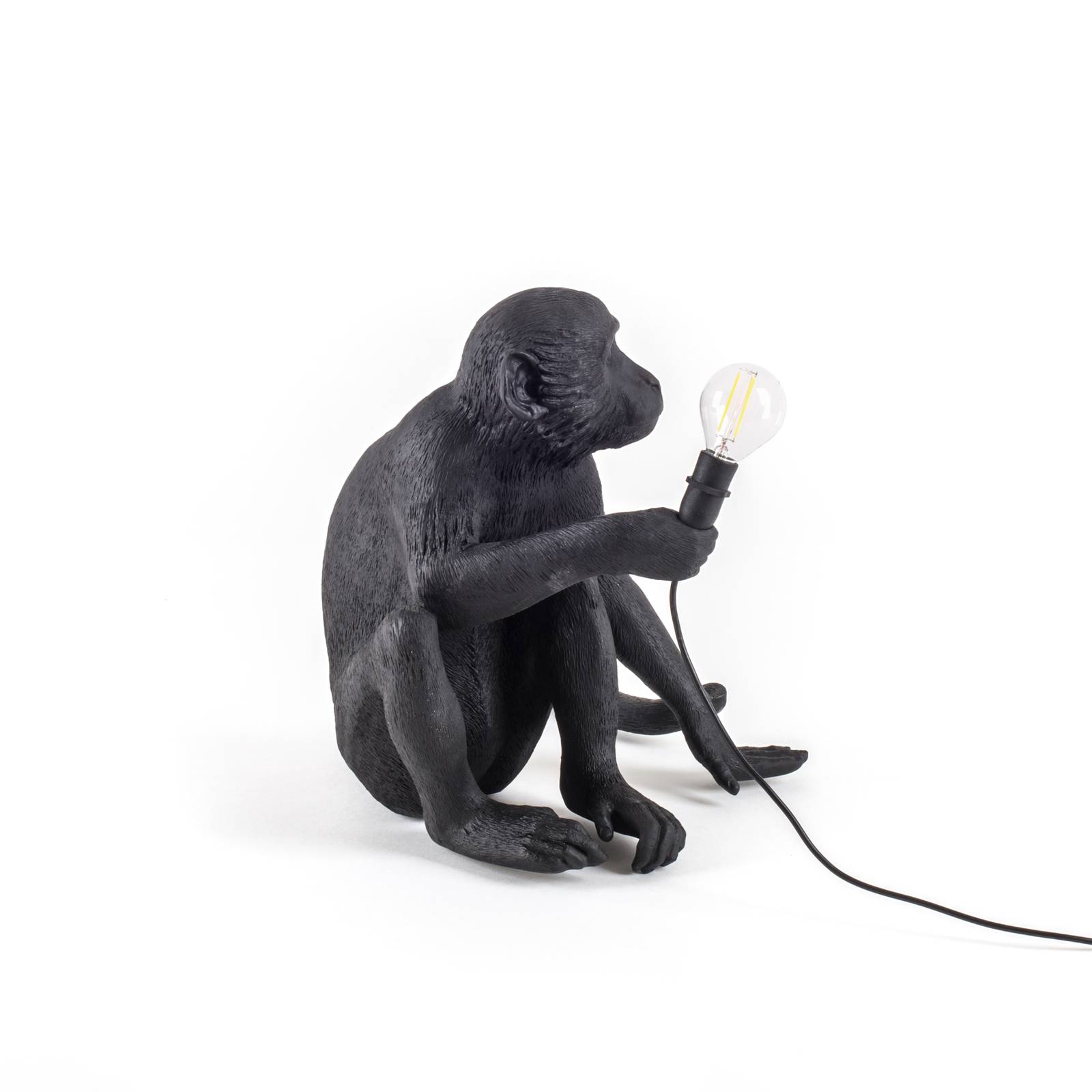 SELETTI Monkey Lamp Terrassenlampe sitzend schwarz von Seletti