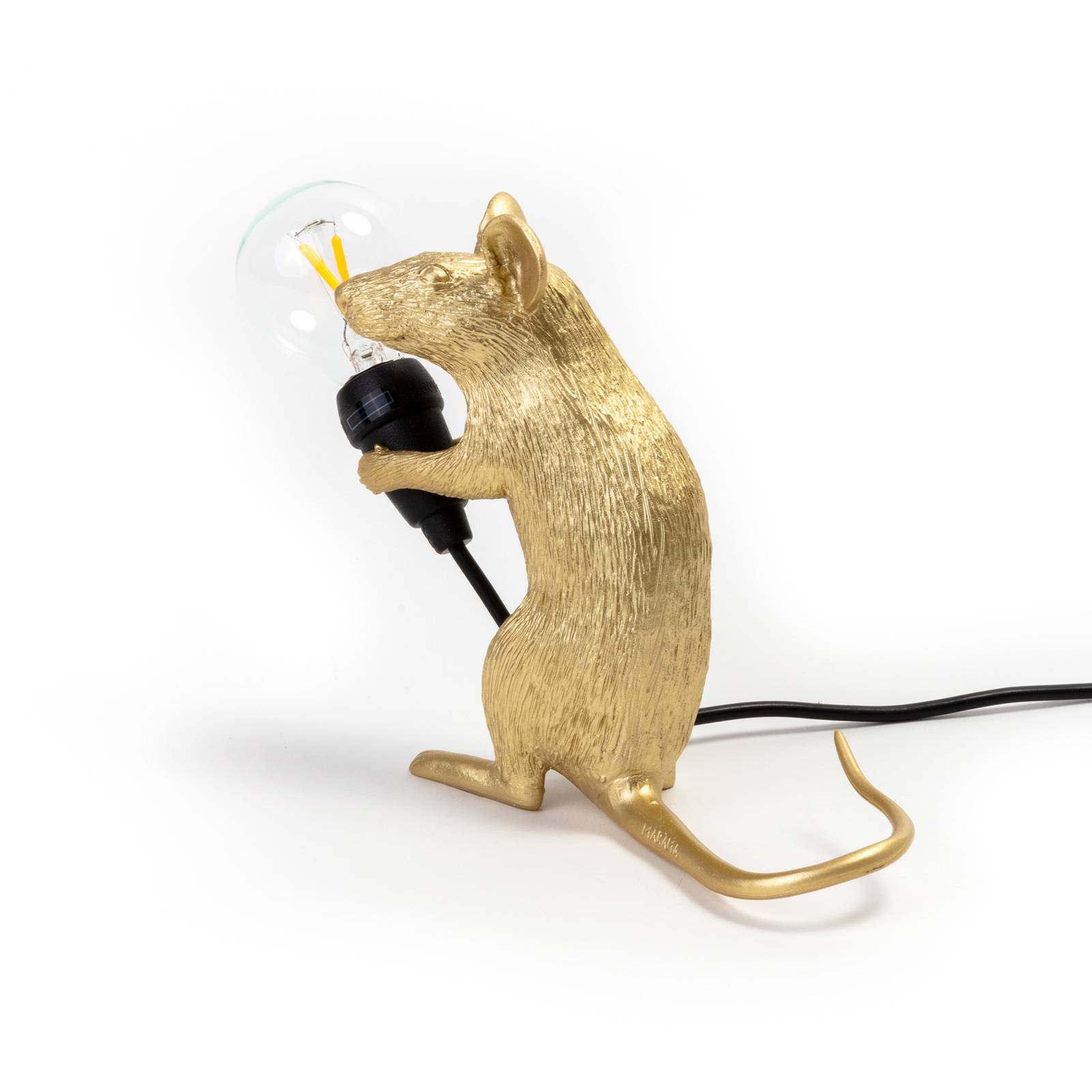 SELETTI Mouse Lamp LED-Dekolampe USB sitzend gold von Seletti
