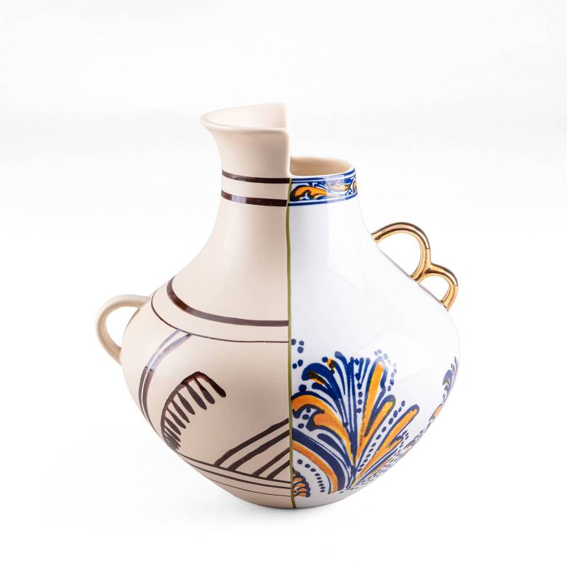 SELETTI Vase Hybrid Nazca, weiß / bunt, Ø 22,5 cm, Porzellan von Seletti