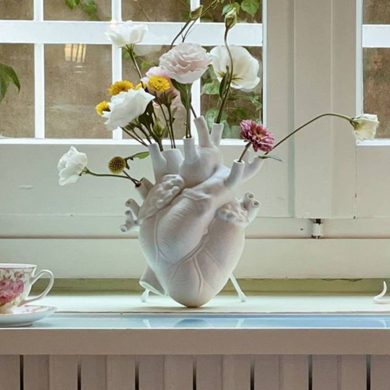 SELETTI Vase Love in Bloom, weiß, Herzform, Porzellan von Seletti