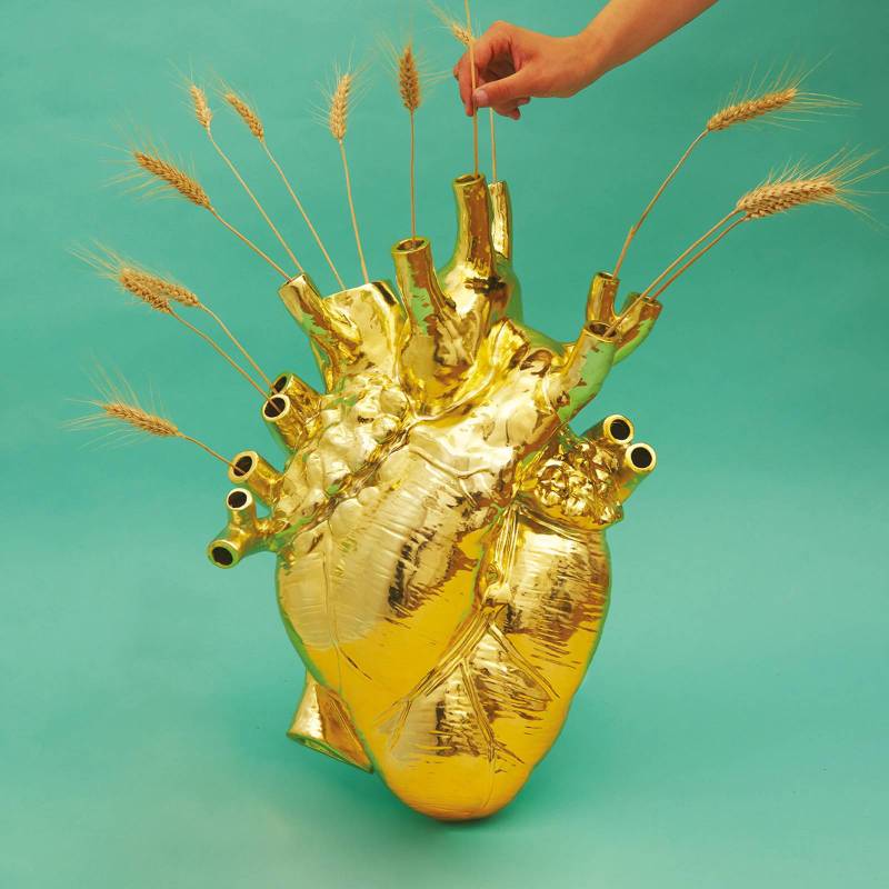 SELETTI Vase Love in Bloom Giant, gold, H 60 cm, Fiberglas von Seletti