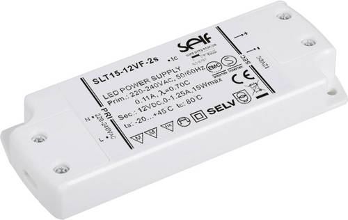 Self Electronics SLT15-12VF-2S LED-Trafo, LED-Treiber Konstantspannung 15W 1.25A 12 V/DC Montage auf von Self Electronics