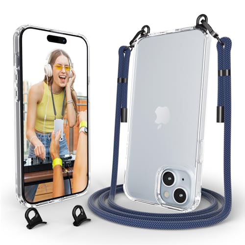 SelfSpark Handykette Hülle mit Band kompatibel mit iPhone 15 Necklace Transparent Handyhülle Case mit Schnur Abnehmbar |,Stoßfeste Schutzhülle zum Umhängen Kordel,Blau SelfSpark Handykette Hülle mit Band kompatibel mit iPhone 15 Necklace Transparent Handyhülle Case mit Schnur Abnehmbar |,Stoßfeste Schutzhülle zum Umhängen Kordel,Blau von SelfSpark