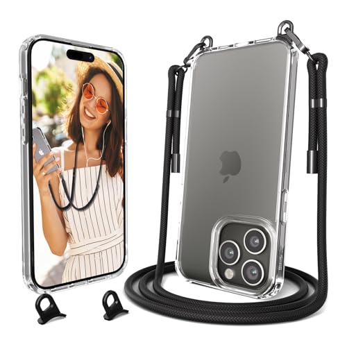 SelfSpark Handykette Hülle mit Band kompatibel mit iPhone 15 Plus,Necklace Transparent Handyhülle Case mit Kette Schnur Abnehmbar,Stoßfeste Schutzhülle zum Umhängen Kordel,Schwarz SelfSpark Handykette Hülle mit Band kompatibel mit iPhone 15 Plus,Necklace Transparent Handyhülle Case mit Kette Schnur Abnehmbar,Stoßfeste Schutzhülle zum Umhängen Kordel,Schwarz von SelfSpark