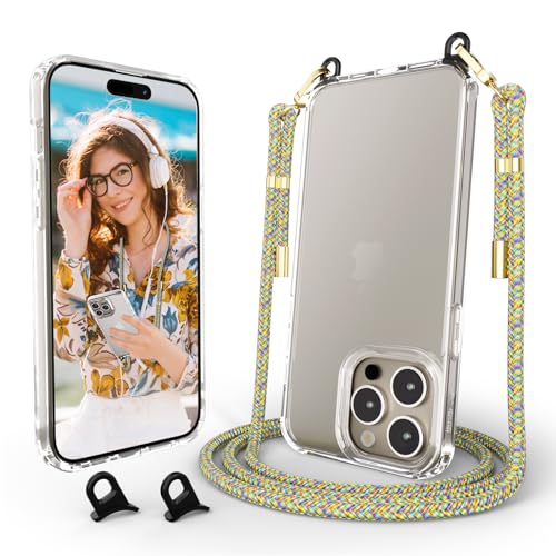 SelfSpark Handykette Hülle mit Band kompatibel mit iPhone 15 Pro Max, Necklace Transparent Handyhülle Case mit Kette Schnur Abnehmbar,Stoßfeste Schutzhülle zum Umhängen Kordel,Regenbogen SelfSpark Handykette Hülle mit Band kompatibel mit iPhone 15 Pro Max, Necklace Transparent Handyhülle Case mit Kette Schnur Abnehmbar,Stoßfeste Schutzhülle zum Umhängen Kordel,Regenbogen von SelfSpark