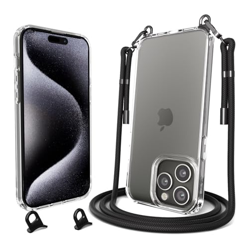 SelfSpark Handykette Hülle mit Band kompatibel mit iPhone 15 Pro Max, Necklace Transparent Handyhülle Case mit Kette Schnur Abnehmbar,Stoßfeste Schutzhülle zum Umhängen Kordel,Schwarz SelfSpark Handykette Hülle mit Band kompatibel mit iPhone 15 Pro Max, Necklace Transparent Handyhülle Case mit Kette Schnur Abnehmbar,Stoßfeste Schutzhülle zum Umhängen Kordel,Schwarz von SelfSpark