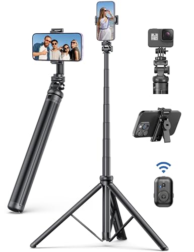 190cm Handy Stativ, Selfie Stick Stativ für Smartphone, Erweiterbarer Aluminium Stangen & Verstärkte Stativbeine, Stabiles Handystativhalter mit Fernauslöser Kompatibel iPhone/Galaxy/Action-Kamera von SelfieShow