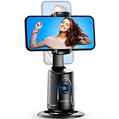 Auto Face Tracking Stativ, 360° Rotation Smart Telefonhalter, Keine App nötig, Gesicht Körper Selfie Stick Gimbal Stabilisator für Videoaufnahme, Live Streaming, Vlog (Schwarz) von SelfieShow