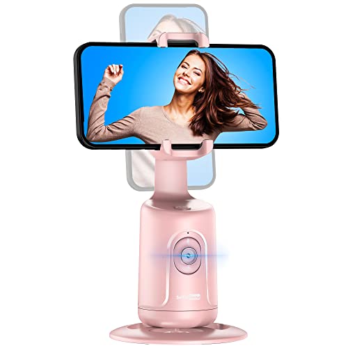 Auto Face Tracking Stativ, 360° Rotation Smart Tracking Telefonhalter, Keine App nötig, Smart Gesicht Körper Tracking Selfie Stick Gimbal Stabilisator für Videoaufnahme, Live Streaming, Vlog (Rosa) von SelfieShow