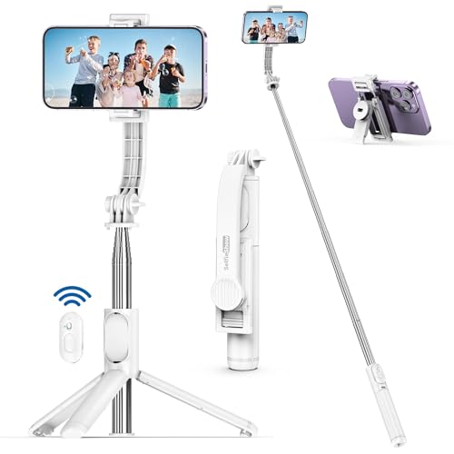 SelfieShow Handy Stativ, Selfie Stick Stativ für iPhone, Erweiterbar mit Abnehmbarer Fernbedienung & Handyhalterung, 360° Drehbar für Vlog/Einzelne Selfie/Gruppenfoto von SelfieShow