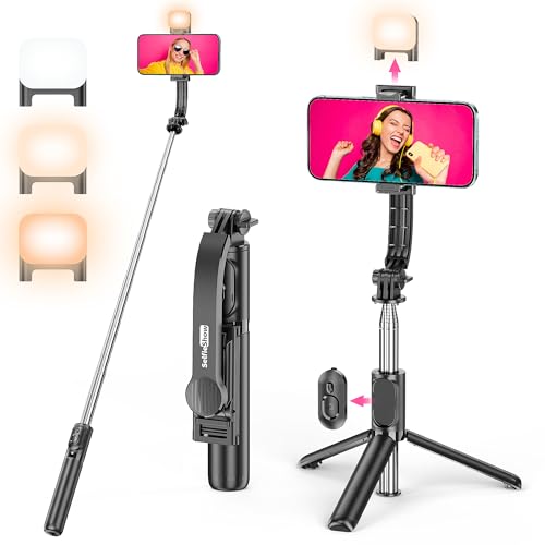 Selfie Stick Stativ mit Fülllicht, Erweiterbar 4 in 1 Selfie Stange mit Abnehmbarer Fernbedienung & Handyhalterung Smartphone Stativ 360°Drehbarer Tragbar Reisestativ Kompatibel für iPhone/Samsung Selfie Stick Stativ mit Fülllicht, Erweiterbar 4 in 1 Selfie Stange mit Abnehmbarer Fernbedienung & Handyhalterung Smartphone Stativ 360°Drehbarer Tragbar Reisestativ Kompatibel für iPhone/Samsung von SelfieShow