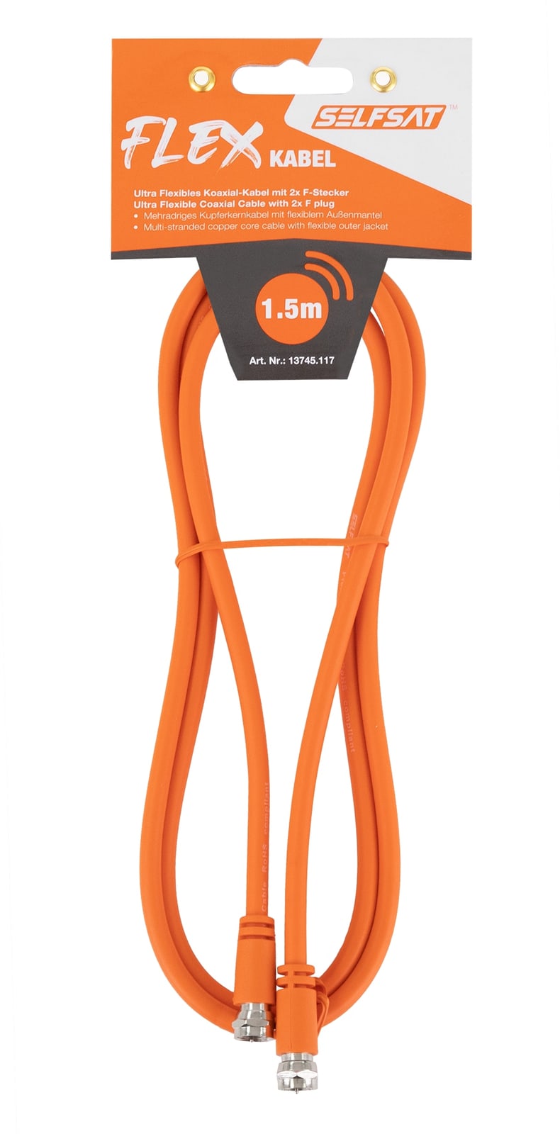 SELFSAT Antennenanschlusskabel Flex 1,5 m, orange von Selfsat