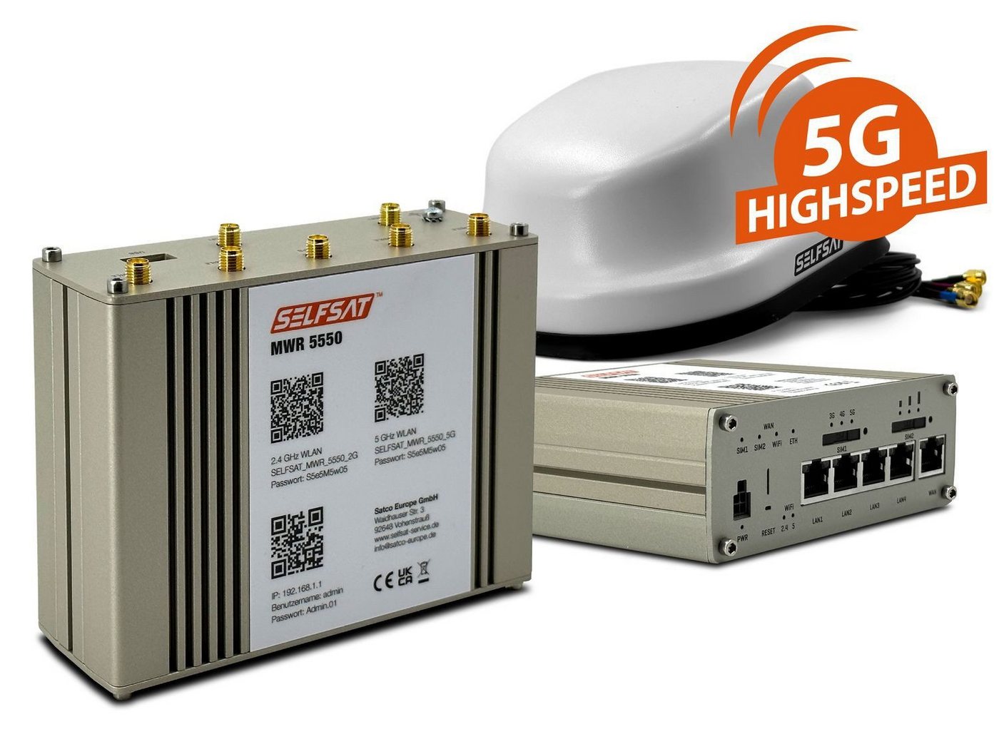 Selfsat MWR 5550 weiß (4G / LTE / 5G & WLAN Internet Router bis 3,3 Mobilfunkantenne von Selfsat