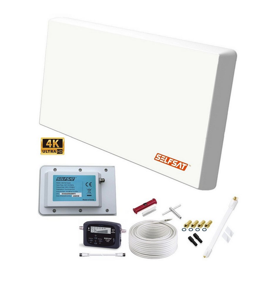 Selfsat SELFSAT H22D+ SET - Single Flachantenne Full HD 4K UHD für einen Teiln Flachantenne von Selfsat