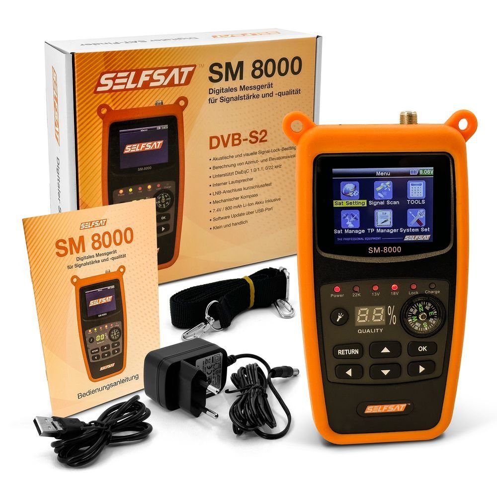 Selfsat Selfsat SM 8000 Camping Satfinder HD DVB-S + DVB-S2 8PSK SAT Messgerät SAT-Kabel von Selfsat