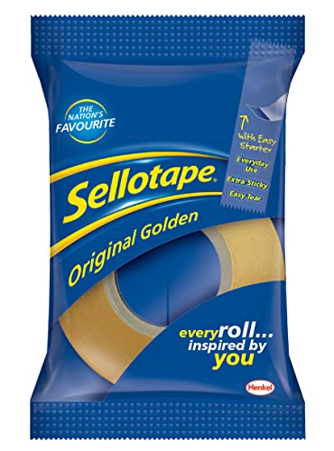 Sellotape 1443254 Original Golden Tape Klebeband-Rolle nicht statisch leicht abreißbar klein 24 mm x 3 m 6 Stück von Sellotape
