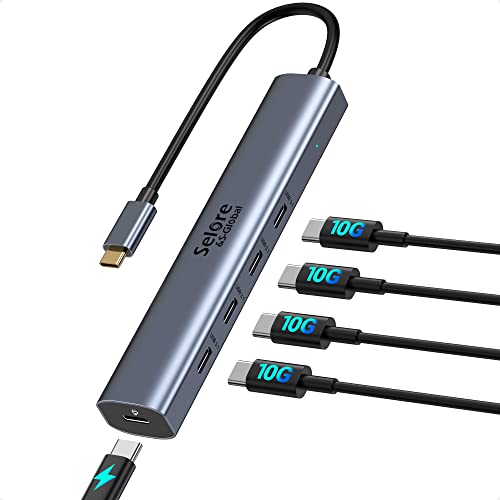 Hub 10Gbps Typ C Hub 100W Power Delivery mit 4 Datenports USB C 3.1 Gen2 Ultra Slim Datenhub 5 in 1 USB C Hub auf USB C Adapter für MacBook Pro/Air M2 M1, iPad Air/Pro, Dell, HP, Surface von Selore&S-Global