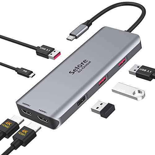 MacBook Pro USB C Docking Station Dual Monitor, MacBook Pro Adapter with Dual HDMI, 3 * 10Gbps USB 3.1,1*USB 2.0,100W PD MacBook Pro USB C Docking Station Dual Monitor, MacBook Pro Adapter with Dual HDMI, 3 * 10Gbps USB 3.1,1*USB 2.0,100W PD von Selore&S-Global