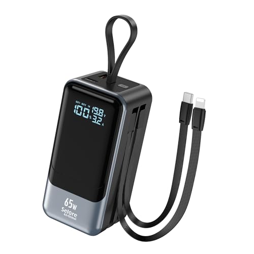 Power Bank 65w, Powerbank USB C mit 4 Ports Tragbares Ladegerät, Laptop Externe Handyakkus Portable Charger Schnellladefunktion, Power Bank mit Kabel für iPhone, MacBook, iPad, Samsung Galaxy von Selore&S-Global