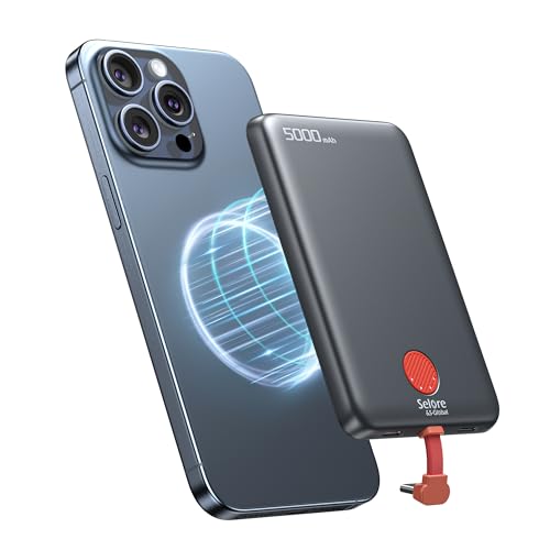 Power Bank Magnetische, Powerbank Ultra Slim 5000mAh Tragbares Ladegerät, USB C Powerbank mit Kabel, Magnetisch Handy Battery, 20W Schnellladung Akkupack für iPhone, Galaxy, Apple Zubehör Power Bank Magnetische, Powerbank Ultra Slim 5000mAh Tragbares Ladegerät, USB C Powerbank mit Kabel, Magnetisch Handy Battery, 20W Schnellladung Akkupack für iPhone, Galaxy, Apple Zubehör von Selore&S-Global