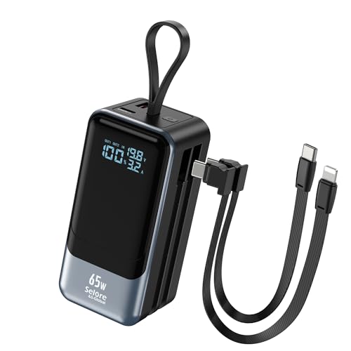 Power Bank Schnellladefunktion, 65W Laptop Powerbank mit Kabel, Externe Handyakkus USB C Input & Output, Tragbares Ladegerät für MacBook, iPhone 16/15/14 Series, Galaxy, Switch, Steam Deck Power Bank Schnellladefunktion, 65W Laptop Powerbank mit Kabel, Externe Handyakkus USB C Input & Output, Tragbares Ladegerät für MacBook, iPhone 16/15/14 Series, Galaxy, Switch, Steam Deck von Selore&S-Global