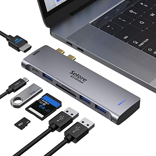 Selore&S-Global USB C Hub MacBook Pro/Air Adapter Multiport 7-in-2 auf HDMI 4K @60Hz, Typ C Thunderbolt 3, SD/TF-Kartenleser, USB 3.0, Dock USB C für MacBook Pro 2020/2019/2018 MacBoook Air Selore&S-Global USB C Hub MacBook Pro/Air Adapter Multiport 7-in-2 auf HDMI 4K @60Hz, Typ C Thunderbolt 3, SD/TF-Kartenleser, USB 3.0, Dock USB C für MacBook Pro 2020/2019/2018 MacBoook Air von Selore&S-Global