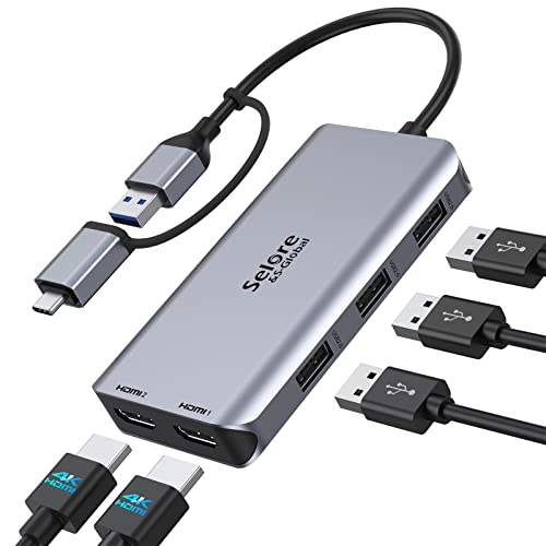 USB 3.0 Docking Station Dual HDMI USB C Hub Dual Monitor Docking Station mit HDMI 4K 60Hz für Windows & macOS USB 3.0 to Dual HDMI Adapter für M1/M2 MacBook Pro/Air, Dell/HP/Lenovo/Surface Pro von Selore&S-Global