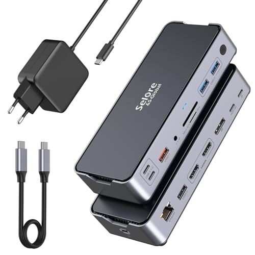 USB C Docking Station mit 65W Ladegerät 15 in 1 Docking Station USB C DP&Dual HDMI Single 8K Triple 4K 30Hz Display für DP1.4 10Gbps USB 3.1&2 USB C, 2 USB3.0, USB2.0, RJ45, 100W PD, SD/TF, Audio USB C Docking Station mit 65W Ladegerät 15 in 1 Docking Station USB C DP&Dual HDMI Single 8K Triple 4K 30Hz Display für DP1.4 10Gbps USB 3.1&2 USB C, 2 USB3.0, USB2.0, RJ45, 100W PD, SD/TF, Audio von Selore&S-Global