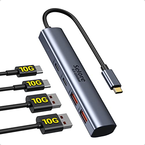 USB C Hub 4 in 1 Adapter USB C 3.1, 2 USB A 3.1, 2 USB C 3.1 Datenübertragung 10 Gbit/s kompatibel mit MacBook Pro/Air, Dell, Lenovo, Thinkpad, Huawei MateBook, Tablet, USB C Handys usw von Selore&S-Global