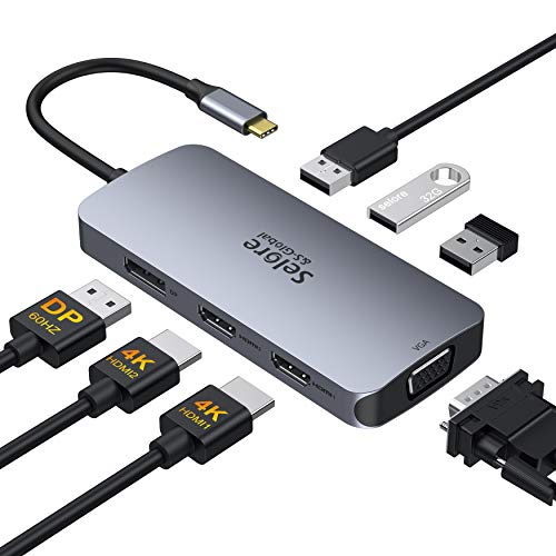 USB C Hub auf Displayport 7 in 1 Laptop Docking Station USB C Hub auf Dual HDMI Displayport VGA 3 USB 2.0, Multi Monitor Adapter für Dell XPS 13 15, Lenovo Yoga, Thinkpad, Huawei Matebook X Pro, usw USB C Hub auf Displayport 7 in 1 Laptop Docking Station USB C Hub auf Dual HDMI Displayport VGA 3 USB 2.0, Multi Monitor Adapter für Dell XPS 13 15, Lenovo Yoga, Thinkpad, Huawei Matebook X Pro, usw von Selore&S-Global