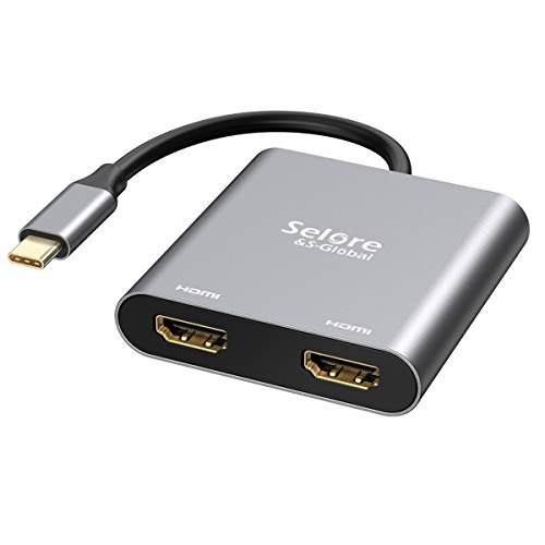 USB C to Dual HDMI Adapter 4K @60hz,Type C to HDMI Converter for MacBook/MacBook Pro 2019/2018,MacBook Air,Chromebook Pixel,LenovoYoga 720/730,Dell XPS 13,Surface Book 2,Samsung Galaxy, etc von Selore&S-Global