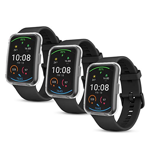 Seltureone 3 Stück Hülle Kompatibles für Huawei Watch Fit, Weiche TPU-Schutzhülle Stoßfeste Anti-Kratzer Gehäuse Cover Kompatibel mit Huawei Watch Fit Smartwatch - Transparent von Seltureone