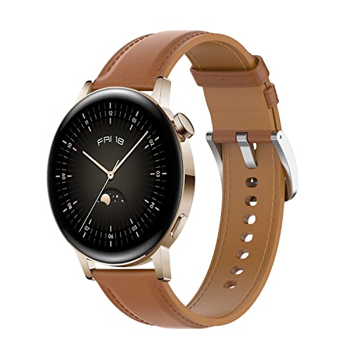 Seltureone Armband Kompatibel für Huawei Watch GT 3 42mm, 20mm Lederarmband Ersatzarmband für Huawei Watch GT 3 42mm Smartwatches - Braun von Seltureone
