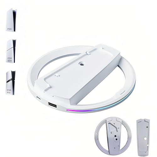 PS5 Slim Vertikal Ständer mit LED, Schnellladeständer für Zwei Controller, Vertikale Halterung mit Anti-Rutsch Silikonmatte für PS5 Slim DE/UHD von Semaiki