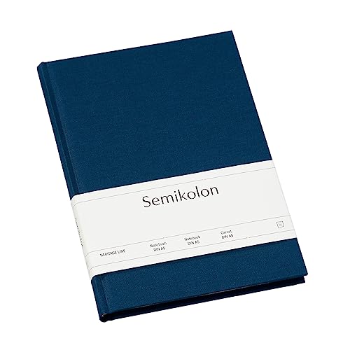 Semikolon 350904 - Notizbuch Classic A5 liniert - 176 Seiten, cremeweißes Papier – Lesezeichen – marine blau von Semikolon