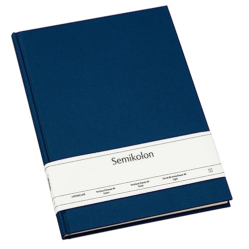 Semikolon 350920 - Notizbuch Classic A4 liniert - 176 Seiten, cremeweißes Papier – Lesezeichen – marine blau von Semikolon