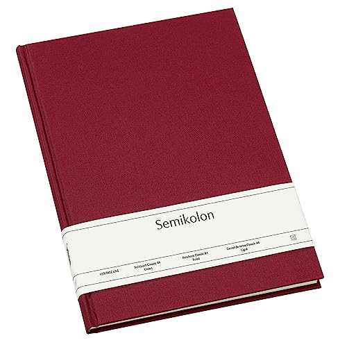 Semikolon 350922 - Notizbuch Classic A4 liniert - 176 Seiten, cremeweißes Papier – Lesezeichen – burgundy dunkel-rot von Semikolon