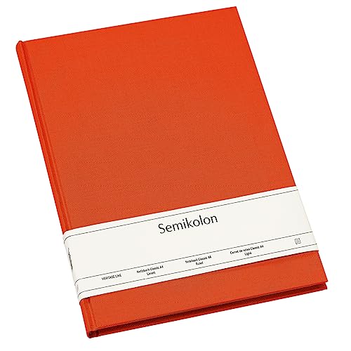 Semikolon 350931 - Notizbuch Classic A4 liniert - 176 Seiten, cremeweißes Papier – Lesezeichen – orange orange von Semikolon