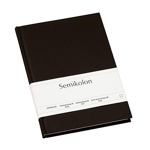 Semikolon 351219 - Notizbuch Classic A5 blanko - 176 Seiten, cremeweißes Papier – Lesezeichen – black schwarz von Semikolon