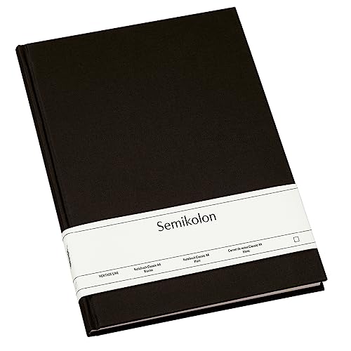 Semikolon 351236 - Notizbuch Classic A4 blanko - 176 Seiten, cremeweißes Papier – Lesezeichen – black schwarz von Semikolon