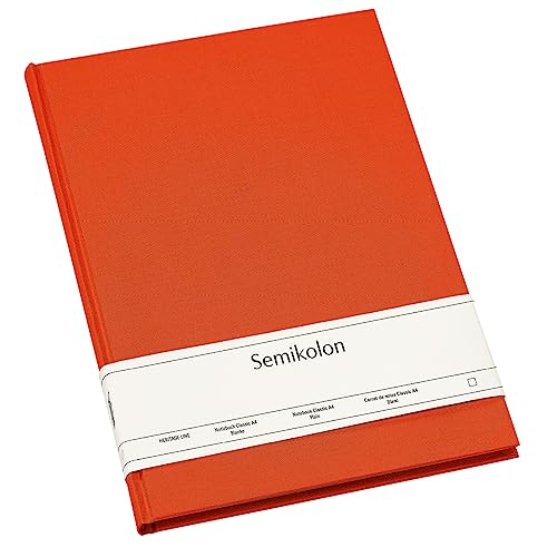 Semikolon 351243 - Notizbuch Classic A4 blanko - 176 Seiten, cremeweißes Papier – Lesezeichen – orange orange von Semikolon