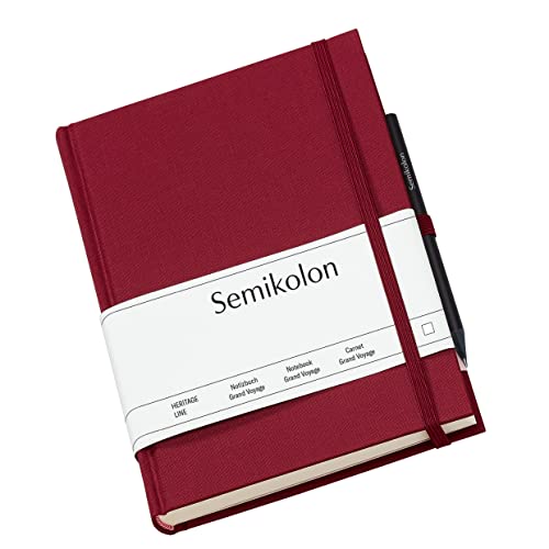 Semikolon 351266 - Reisetagebuch Grand Voyage - 14 x 19,2 cm 304 Seiten - 2 Lesezeichen Weltkarte – burgundy dunkel-rot von Semikolon