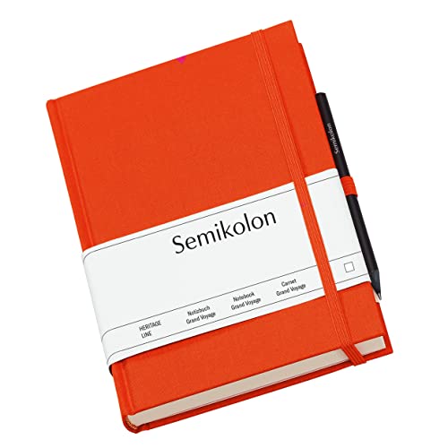 Semikolon 351275 - Reisetagebuch Grand Voyage - 14 x 19,2 cm 304 Seiten - 2 Lesezeichen Weltkarte – orange orange von Semikolon