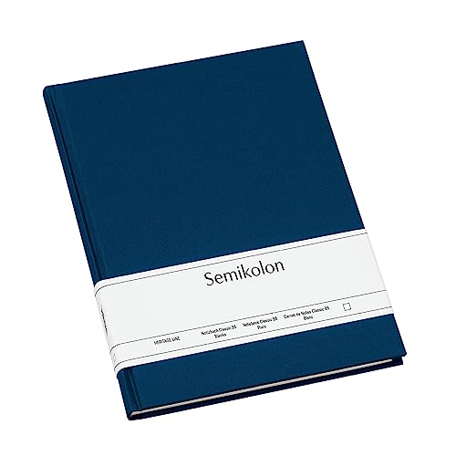 Semikolon 351280 - Notizbuch Classic B5 blanko - 176 Seiten, cremeweißes Papier – Lesezeichen – marine blau von Semikolon