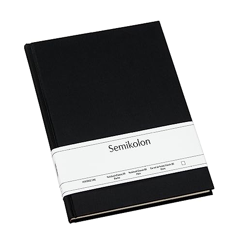 Semikolon 351284 - Notizbuch Classic B5 blanko - 176 Seiten, cremeweißes Papier – Lesezeichen – black schwarz von Semikolon