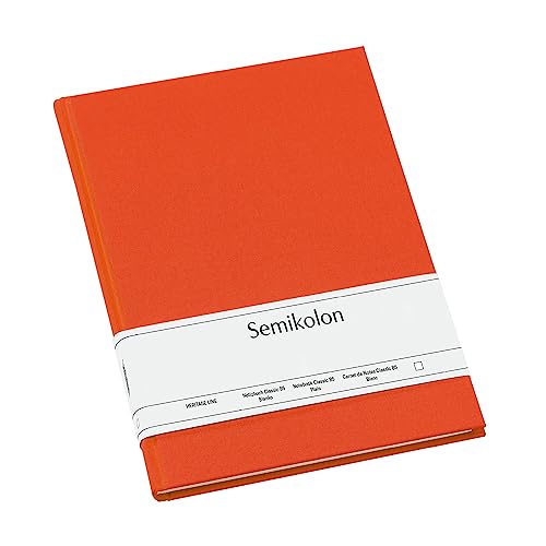 Semikolon 351290 - Notizbuch Classic B5 blanko - 176 Seiten, cremeweißes Papier – Lesezeichen – orange orange von Semikolon