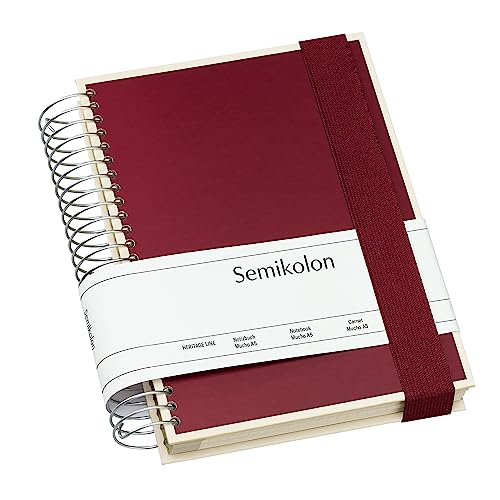 Semikolon 351555 Mucho Spiral-Notizbuch A5 15,7 x 21,7 cm, je 110 karierte, linierte, blanko Seiten, burgundy dunkel-rot von Semikolon